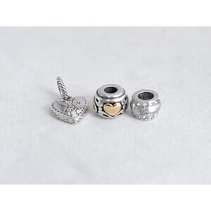 Brighton 3 PC Charms Baby Girl Heart Daughter Spacer Two Tone Heart Bead Set